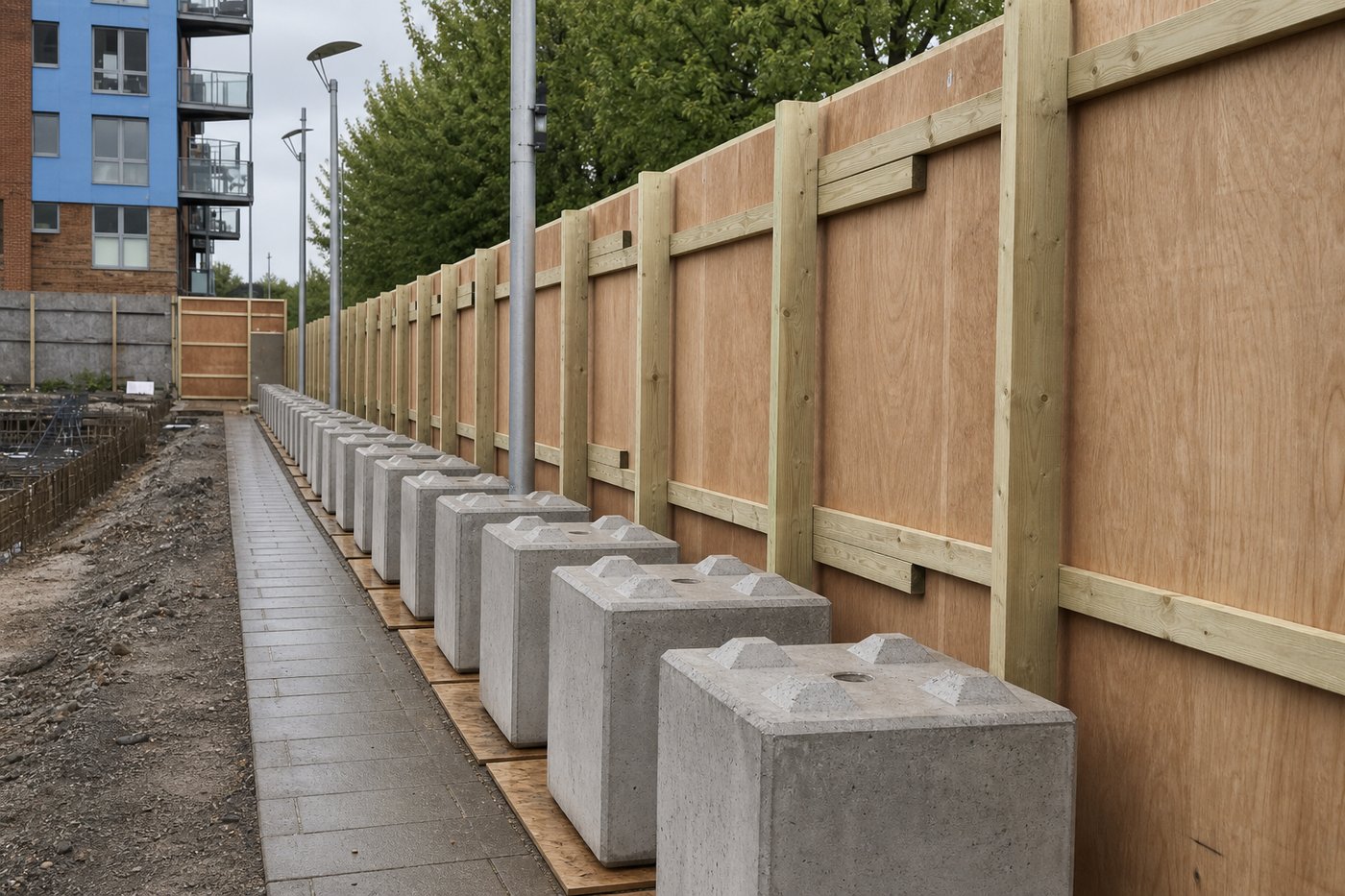 Construction site hoarding and access gates
